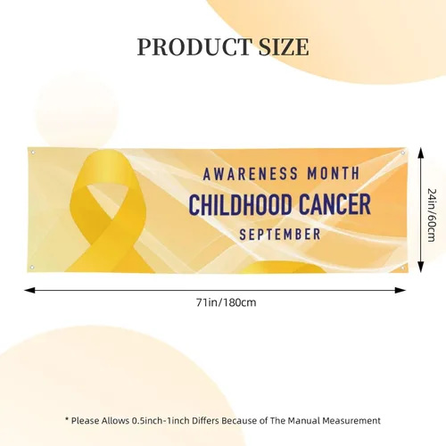 Vista 2 de Cartel del mes de concientización sobre el cáncer infantil de 24 x 71 pulgadas, decoraciones para porche, patio, tapiz de fondo, suministros