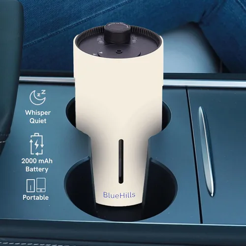 Vista 7 de BlueHills Waterless Cordless Essential Oil Diffuser for Home Car Office Hotel Travel Long Runtime Compact Premium Small Aroma Diffuser – J09 Beige