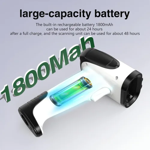 Vista 3 de Escáner de código de barras 2D portátil inalámbrico con soporte 3-en-1 Escáneres de código de barras Bluetooth - Inalámbrico, recargable, escáner