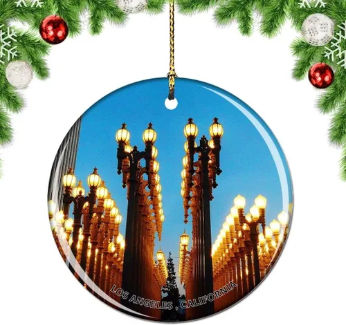 Vista 13 de California Los Ángeles Battleship Museum USA Christmas Tree Adorno Decoración Colgante Colgante Decoración City Travel Souvenir Collection Porcelana