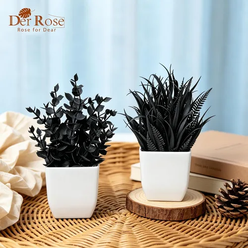 Vista 3 de Der Rose 2 Pack Fake Plants for Black Bathroom Halloween Decor Negro