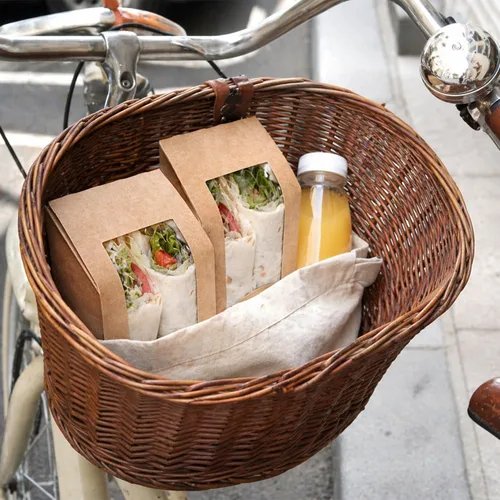 Vista 3 de Restaurantware Cajas de papel para llevar - 1 ventana - Kraft - Ángulo - Caja de 50 ct