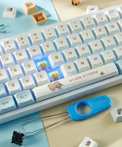 Vista 4 de BOYI WK68 Teclado mecánico RGB intercambiable en caliente, Bluetooth inalámbrico 5.02.4Gteclas de sublimación PBT con cable tipo C, teclas