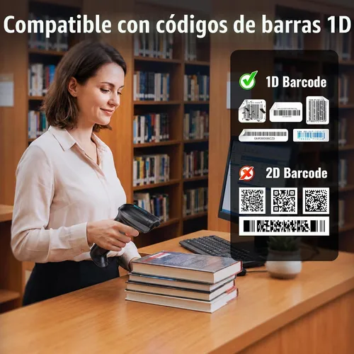 Vista 2 de Tera Escáner de código de barras inalámbrico Pro 1D 3 en 1 Bluetooth y 2.4G inalámbrico y USB con cable CCD inalámbrico de 2500 píxeles lector