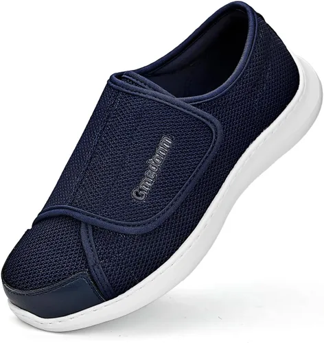 Vista 9 de Zapatos anchos para hombre, fáciles de poner, ajustables, ligeros para diabéticos, edema, juanetes, artritis, pies hinchados, zapatos ampliadores