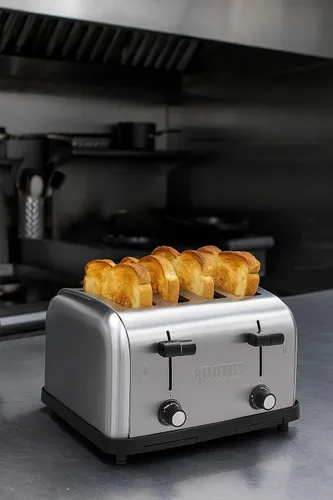 Vista 7 de Kratos Tostadora comercial de cuatro rebanadas, ranuras de 1.5 pulgadas de ancho para bagels y panes especiales, tostadora de encimera de acero