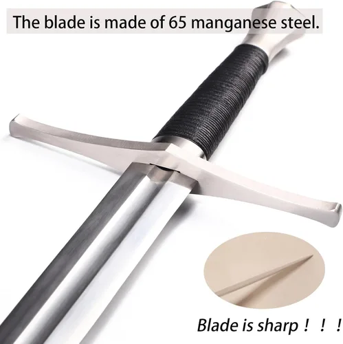 Vista 7 de Handmade Cast Sharp Blade Medieval Sword, Full Tang, with Leather Protective Cover,Real Metal Sword for Collection Gift
