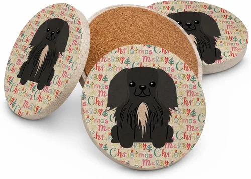 Vista 13 de Abyssinian Sand Terrier Merry Christmas - Posavasos grandes de piedra arenisca (4 unidades)