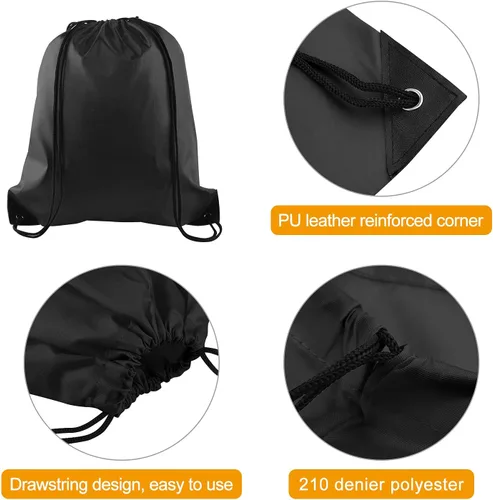 Vista 3 de PLULON 25 bolsas de mochila con cordón a granel, mochila con cordón, Negro -, Viajar