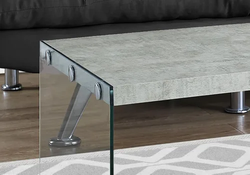 Vista 4 de Mesa de café, mesa de cóctel de vidrio templado, Madera, gris