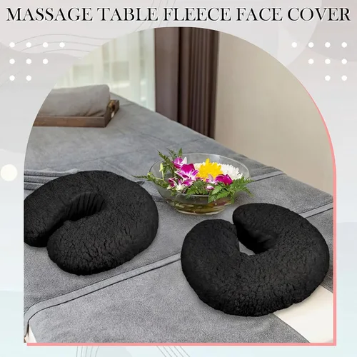 Vista 3 de Mixweer 2 fundas de almohada de forro polar para reposacabezas de mesa de Negro