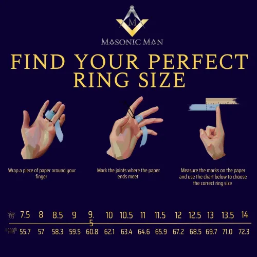 Vista 5 de MasonicMan Anillo masónico de titanio negro para hombre, grabado latino