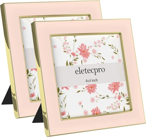 Vista 63 de eletecpro 4x6 Enamel Picture Frame with Real Glass Cover, Pink, 1-Pack Rosa con oro