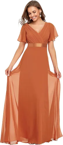 Vista 29 de Ever-Pretty Vestidos formales de mujer para madre de la novia, de manga corta, de chifón, con cintura imperio, de largo hasta el suelo, para dama