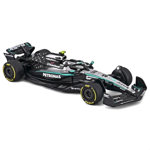 Vista 2 de Bburago Escala 1:64 Race Formula Mercedes W16 (2025) Vehículo fundido a presión, Antonelli #12