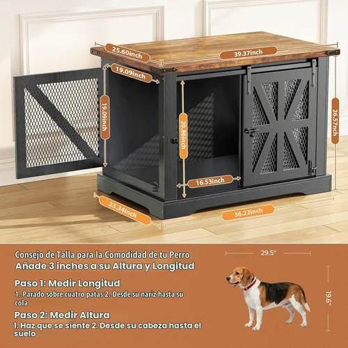 Vista 3 de Muebles de jaula para perros de 40 pulgadas con puertas correderas para Negro