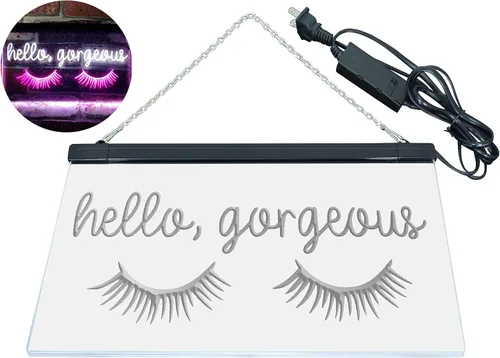 Vista 8 de ADVPRO Hello Gorgeous - Letrero de neón LED de doble color, blanco y morado, 16 x 12 pulgadas, st6s43-i3178-wp