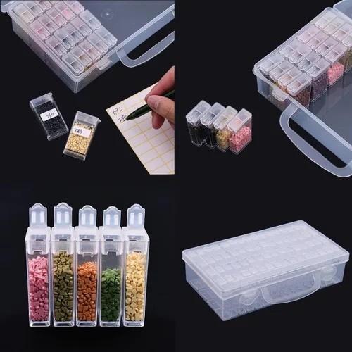 Vista 6 de Huacan Contenedores de Almacenamiento para Pintura de Diamantes, Accesorios para Pintura de Diamantes, Caja de Almacenamiento de 64 Rejillas