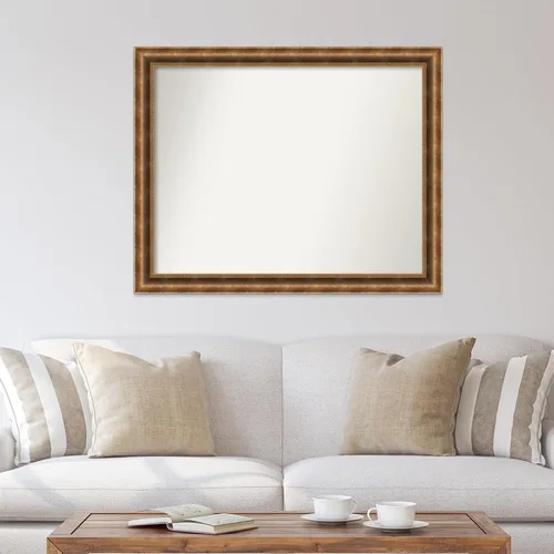 Vista 1119 de Amanti Art Espejo de pared personalizado no biselado (25 x 25 pulgadas), marco de bronce acentuado, varios tamaños personalizados, espejo de baño