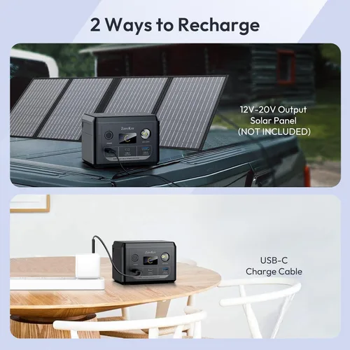 Vista 8 de Banco de energía solar con salida de CA 110 V 65 W, 100 W, USB C de 100 W, batería de carga rápida con panel de cargador solar de 30 W, plegable