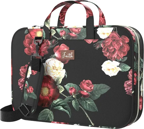Vista 7 de DEHITE Bible Cover Case for Women – Floral Black Bible Bag Carrying Case – Messenger Bag