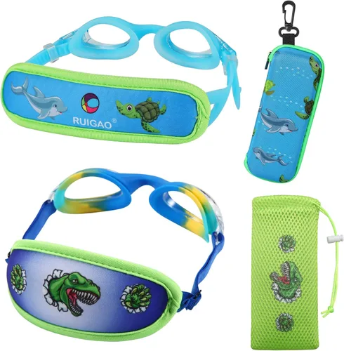 Vista 35 de Gafas de natación para niños de 2 a 6 años, gafas para niños sin jalar el cabello, gafas para niños con banda para la cabeza acolchada
