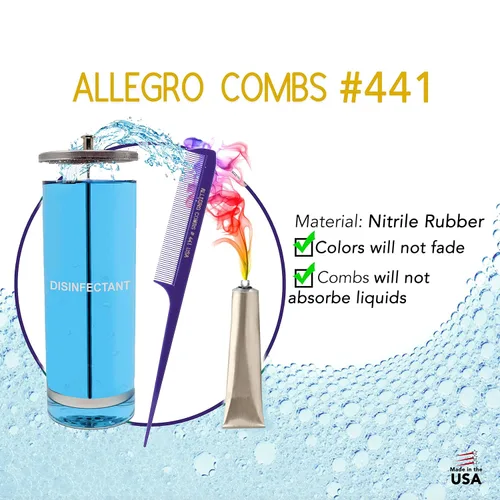 Vista 6 de Allegro Combs Peines de cola de rata de 441. 8.5 pulgadas para trenzar o separar dientes finos de cola de rata, juego de peines para peinar