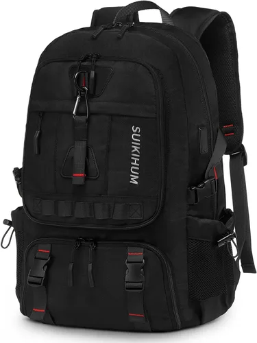 Vista 9 de Mochila de viaje de 45 litros aprobada por la TSA con compartimento para zapatos y separación en seco y húmedo, bolsa para laptop de 18.4 pulgadas