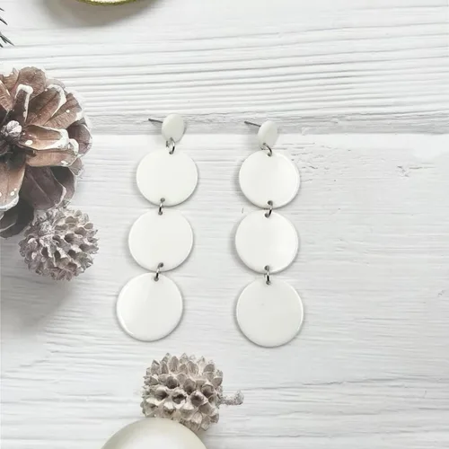 Vista 5 de Aretes colgantes redondos de neón de los años 80, aretes colgantes de disco circular de acrílico para mujer