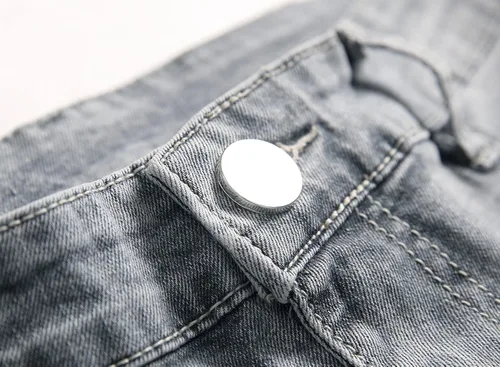 Vista 3 de SRETOUU Pantalones de mezclilla ajustados para hombre elásticos rasgados elásticos ajustados desgastados de pierna cónica
