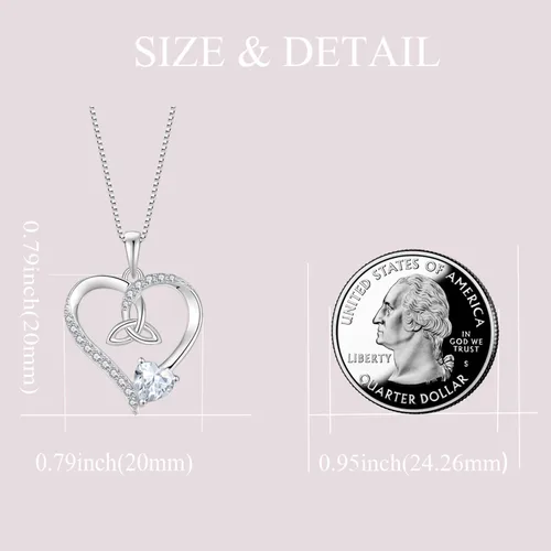 Vista 41 de Collar de corazón con nudo celta de plata de ley 925, collar con colgante para mujer, joyería de piedra natal