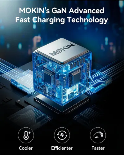 Vista 11 de MOKiN Estación de carga de escritorio, estación de carga USB C retráctil de 200 W y 6 puertos para múltiples dispositivos, accesorios de escritorio