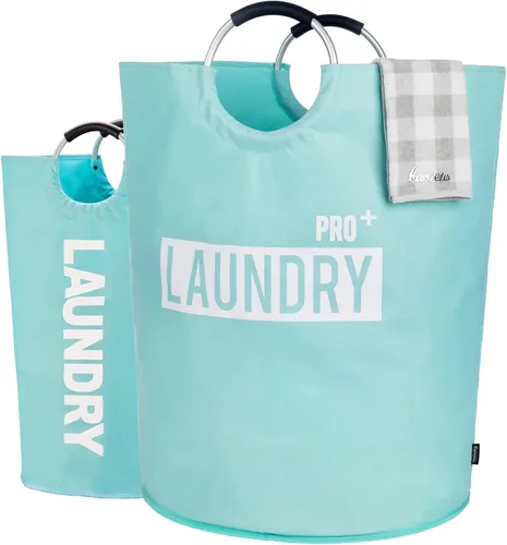 Vista 17 de Caroeas Cesta de Ropa de 90L (13 Colores), Cesta de Ropa Impermeable, Bolsa de Ropa con Asas Acolchadas, Cesta de Ropa, Cesta de Ropa Plegable