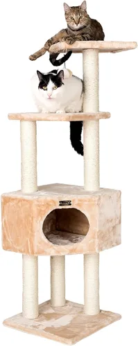 Vista 2 de árbol de gato muebles condo Armarkat, altura 50 pulgadas a 60 pulgadas, Beige