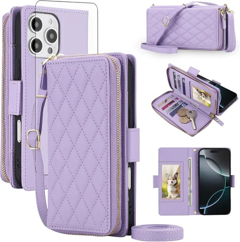 Vista 63 de Asuwish Funda compatible con iPhone 6/6s/7/8/SE 2020 2022 con cremallera y bloqueo RFID, protector de pantalla, correa cruzada i6 i7 i8 7s 8s SE2020