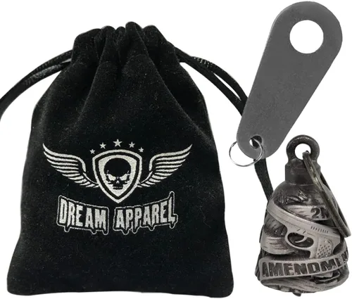 Vista 2 de Dream Apparel Campana de motocicleta con diseño de ángel guardián de viaje Gremlin para motociclista para hombres y mujeres, llavero de regalo
