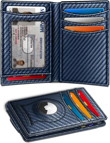 Vista 21 de BULLIANT Billetera Airtag para hombre, delgada con clip para dinero, cierre magnético, 12 tarjetas en el bolsillo frontal, bloqueo RFID