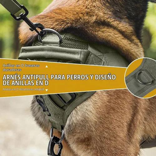 Vista 3 de OneTigris Arnés táctico para perros pequeños, diseño de malla, chaleco transpirable para perros militares, chalecos Molle con asas, arnés para Verde