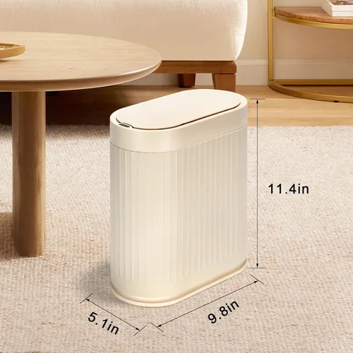 Vista 2 de ELPHECO Cubo de Basura para Baño de 2 Galones Cubo de Basura Inteligente de Plástico Impermeable Cesta de Basura Decoración de Baño Cubo de Basura