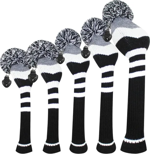 Vista 8 de Scott Edward Knit Golf Club Cover with a Pom Set of 5 Head Covers Protect Driver Wood(460cc) 1 Fairway Wood2 and Hybrid/UT2 with Rotating Club