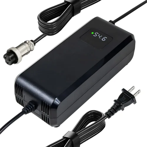 Vista 10 de Cargador de batería de litio de 54.6 V 2 A para batería de iones de litio de 48 V 13s, adaptador de corriente con pantalla HD para voltaje de carga