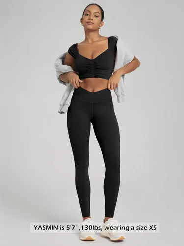 Vista 4 de ODODOS Leggings Suaves como Mantequilla de Cintura Cruzada con Bolsillos para Mujeres, ODCLOUD Pantalones de Yoga Lounge Cruzados de 25" / 28