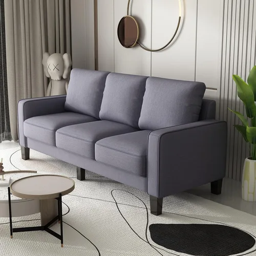 Vista 3 de Tmosi Moderno sofá tapizado, sofá de 3 plazas con almohadas de respaldo extraíbles para espacios pequeños, sofá de 3 plazas para dormitorio