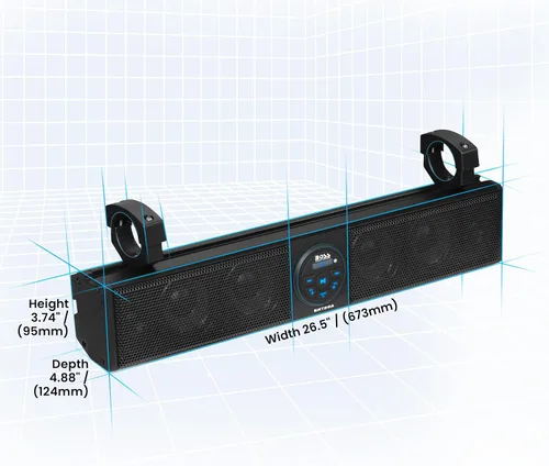 Vista 5 de BOSS Audio Systems BRT26A - Barra de sonido ATV UTV de 26 pulgadas de ancho, altavoces de 4 pulgadas, tweeters de cúpula suave de 1 pulgada, rango