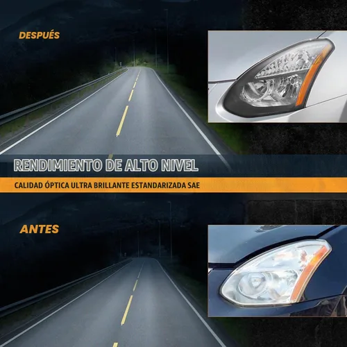 Vista 7 de WEELMOTO Conjunto de faros delanteros para Nissan Rogue/14-15 Rogue Select Lente 3-Clear I Carcasa Negra I Reflector Ámbar