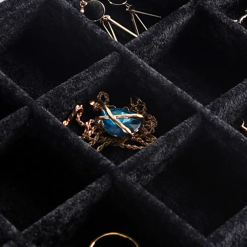 Vista 5 de Frebeauty Bandeja de joyería de terciopelo, organizador de joyas de 24 rejillas con tapa transparente, organizador de aretes con cierre, anillos