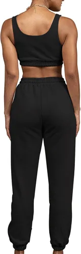 Vista 3 de BangJiaju Conjunto de 2 piezas de entrenamiento para mujer sin costuras acanaladas camisetas sin mangas leggings de cintura alta pantalones cortos