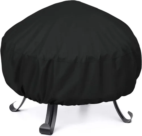Vista 9 de Unicook Funda cuadrada para hoguera de 38 pulgadas, resistente e impermeable, protector para fogata al aire libre con cordón y asas, protección
