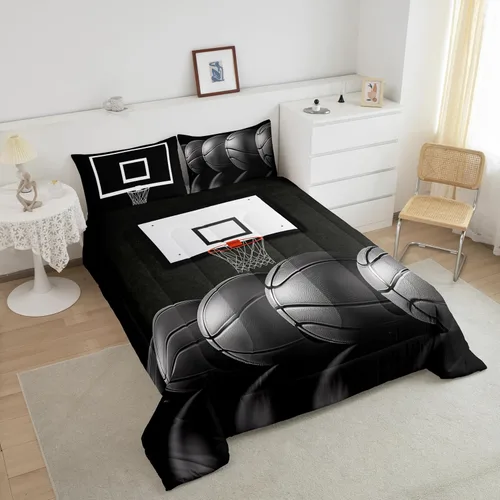 Vista 197 de Juego de ropa de cama de baloncesto para niños y adolescentes, juego de edredón deportivo para niños, tamaño matrimonial, suave, ligero, decoración