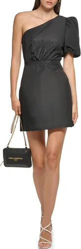 Vista 5 de Karl Lagerfeld Paris Women's Taffeta Sheath with One Shoulder Puff Sleeve
